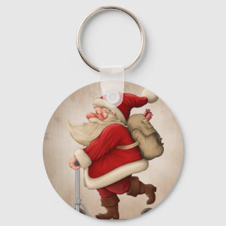 Santa Claus and the Push scooter Key Ring