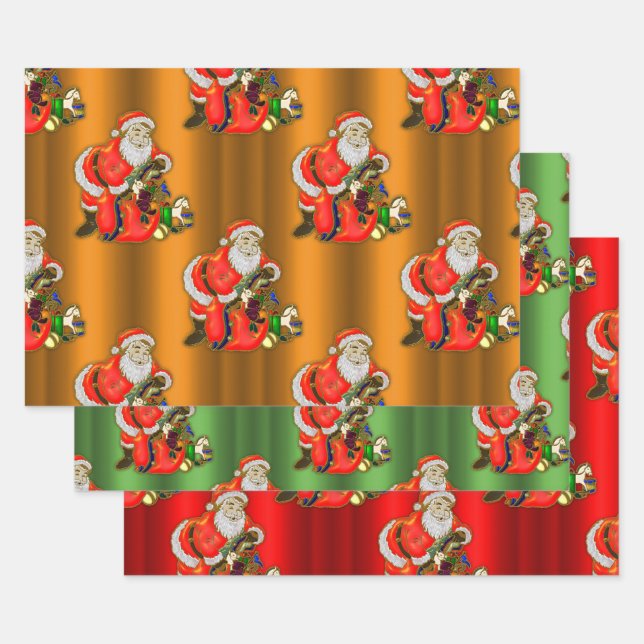 Santa Claus and Toys Christmas Wrapping Paper Sheet (Set)