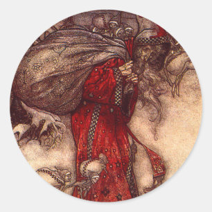 Santa Claus Arthur Rackham Classic Round Sticker