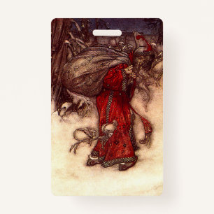 Santa Claus Arthur Rackham ID Badge
