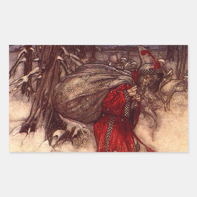 Santa Claus Arthur Rackham  Rectangular Sticker (Front)