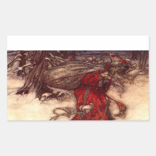 Santa Claus Arthur Rackham  Rectangular Sticker