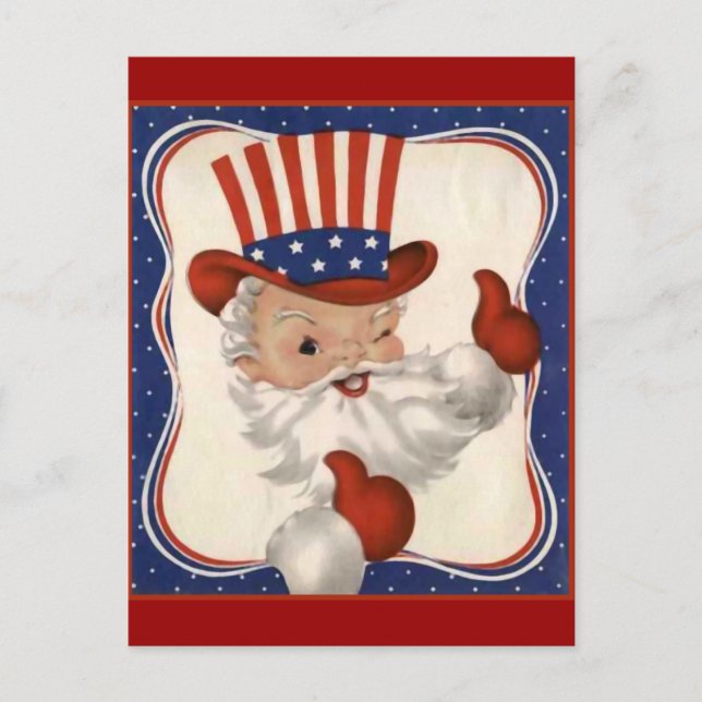 Santa Claus as Uncle Sam Holiday Postcard (Front)
