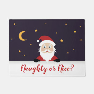 Santa Claus asking Naughty or Nice Xmas home decor Doormat