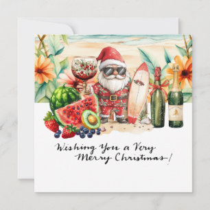 SANTA CLAUS at Hawaii Beach for Christmas Holiday Card