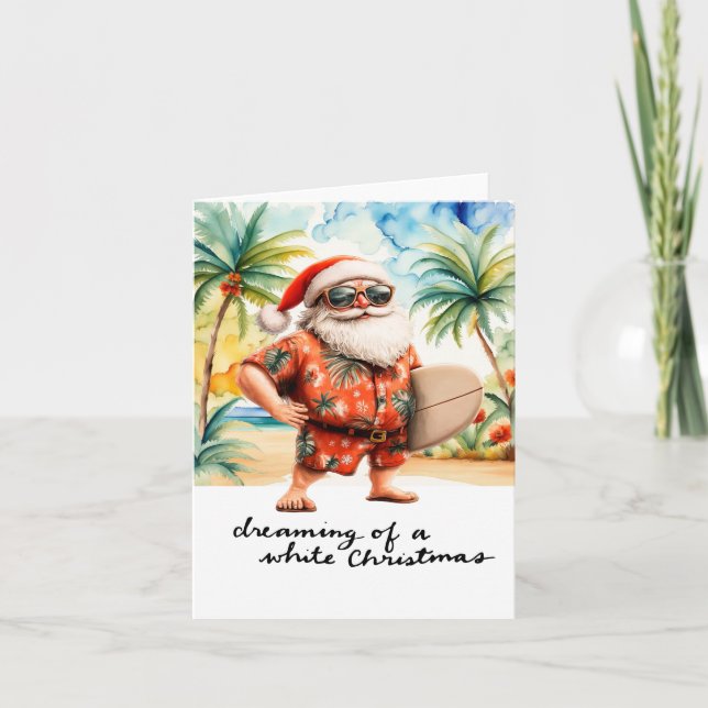 SANTA CLAUS  at Hawaii Beach for Christmas Holiday Card (Front)