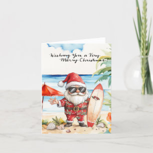 SANTA CLAUS at Hawaii Beach for Christmas Holiday Card