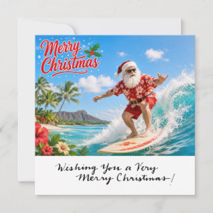 SANTA CLAUS at Hawaii Beach for Christmas Holiday Card