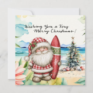 SANTA CLAUS at Hawaii Beach for Christmas Holiday Card