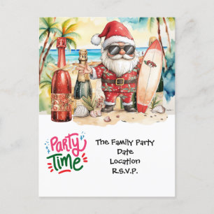 SANTA CLAUS at Hawaii Beach for Christmas Holiday Postcard