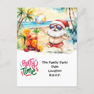 SANTA CLAUS at Hawaii Beach for Christmas Holiday Postcard