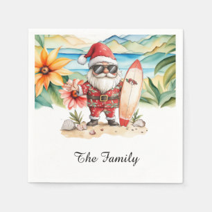 SANTA CLAUS at Hawaii Beach for Christmas Napkin