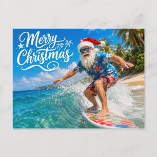 SANTA CLAUS  at Hawaii Beach for Christmas Postcard
