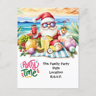 SANTA CLAUS at Hawaii Beach for Christmas Postcard