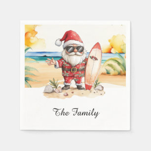 SANTA CLAUS  at the Beach for Christmas in July  Napkin