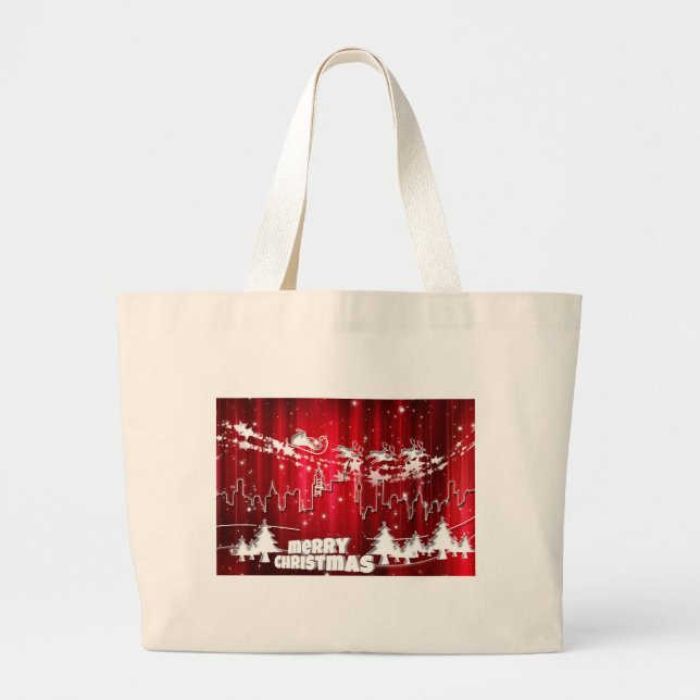 Santa Claus at work Large Tote Bag (Front)