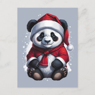 Santa Claus Baby Panda   Christmas Postcard