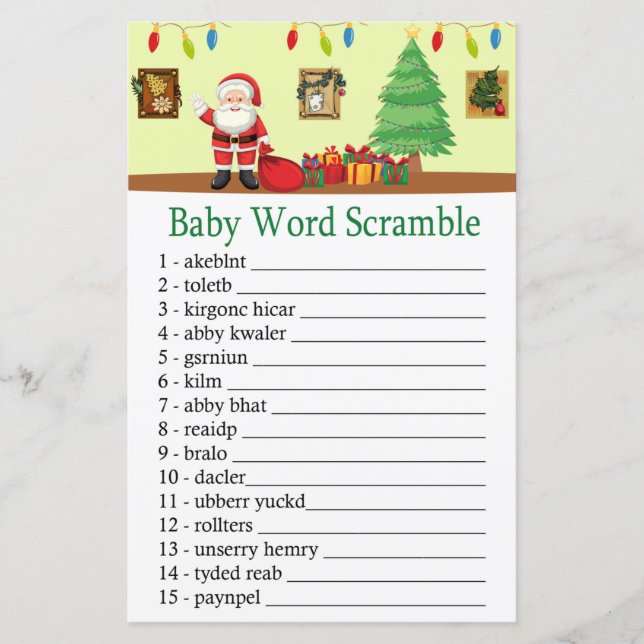 Santa Claus Baby word scramble game (Front)