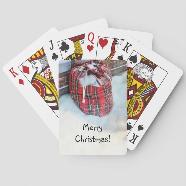 Santa Claus Bag in snow Playing Cards (Back)