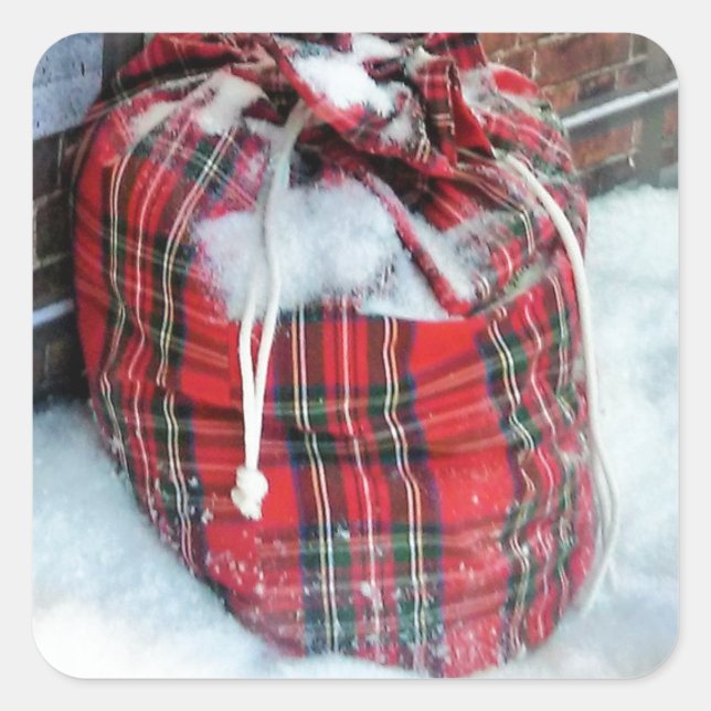 Santa Claus Bag in snow Square Sticker (Front)