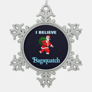 Santa Claus - Bagsquatch Snowflake Pewter Christmas Ornament