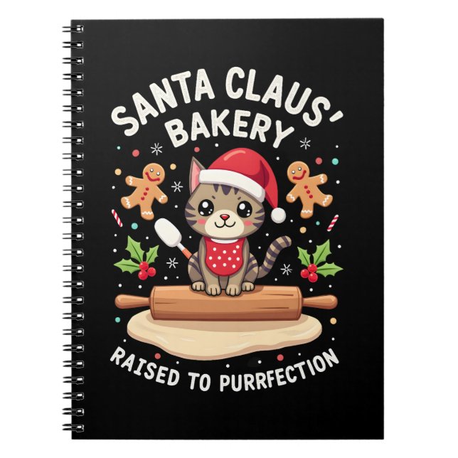 Santa Claus Bakery Kneaded To Purrfection Christma Notebook (Front)