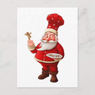 Santa Claus Bakes Gingerbread Men Holiday Postcard