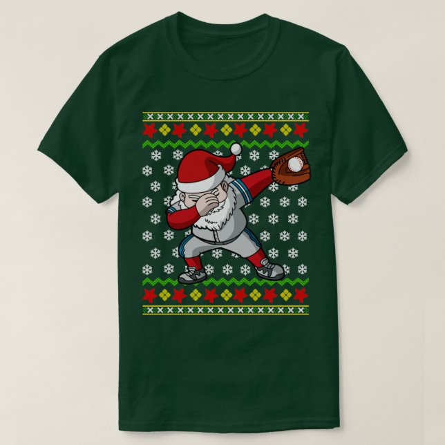 Santa Claus Baseball Player Ugly Christmas Sweater (Design Front)
