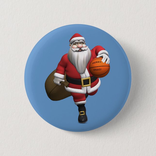 Santa Claus Basketball Player 6 Cm Round Badge (Front)