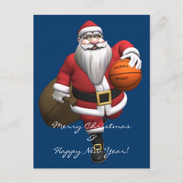 Santa Claus Basketball Player Holiday Postcard (Front)