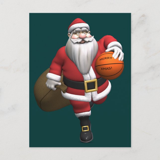 Santa Claus Basketball Player Holiday Postcard (Front)