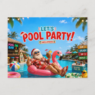 Santa Claus Beach Christmas Party Invitation  Postcard