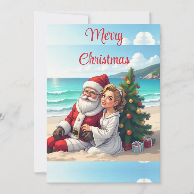 Santa Claus Beach Holiday Card (Spread joy, share cheer, merry everything and a happy always!)