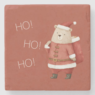Santa Claus Bear Christmas Stone Coaster