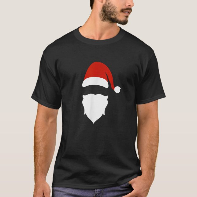 Santa Claus Beard Hat Ugly Christmas Tee Shirt (Front)