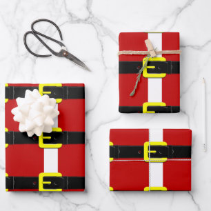Santa Claus Belt Red Yellow And White Wrapping Paper Sheet