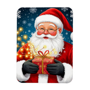 Santa Claus Beside Christmas Tree And Gifts Magnet