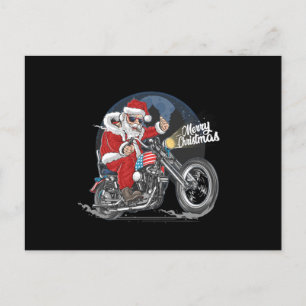 Santa Claus Biker US Flag Motorcycle Christmas Gif Postcard
