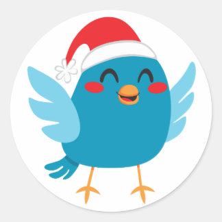 Santa Claus Bird Classic Round Sticker