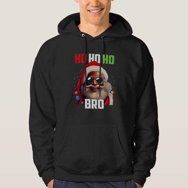 Santa Claus Black Afro African American Ho Ho Ho C Hoodie (Front)