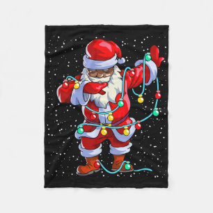 Santa Claus Black Christmas Afro African American  Fleece Blanket
