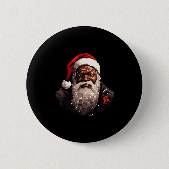 Santa Claus Black Christmas Xmas Santa Afro Africa 6 Cm Round Badge (Front)