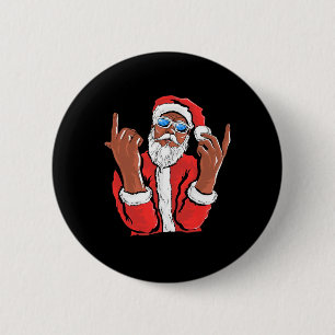 Santa Claus Black Man Christmas Xmas Family Pajama 6 Cm Round Badge