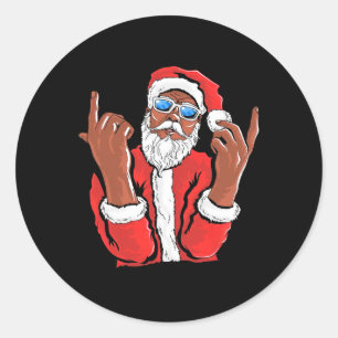 Santa Claus Black Man Christmas Xmas Family Pajama Classic Round Sticker