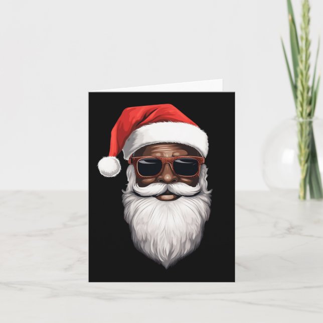 Santa Claus Black Xmas Santa Afro African American Card (Front)