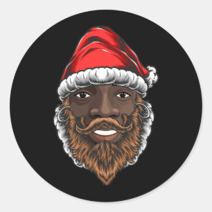 Santa Claus Black Xmas Santa Afro African American Classic Round Sticker