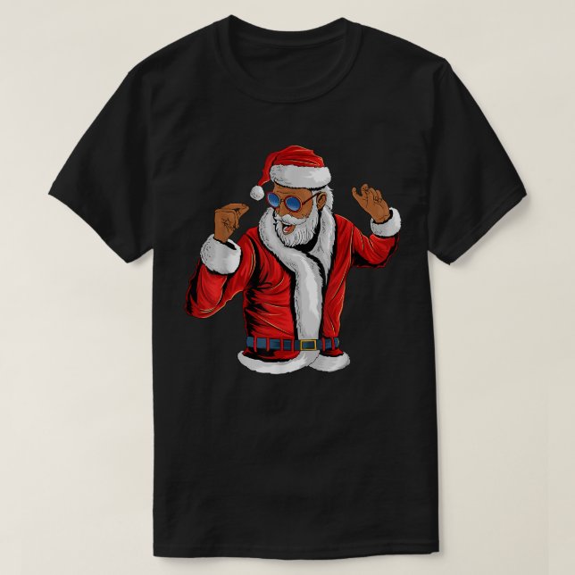 Santa Claus Black Xmas Santa Afro African American T-Shirt (Design Front)
