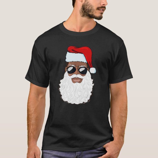 Santa Claus Black Xmas Santa Afro African American T-Shirt (Front)