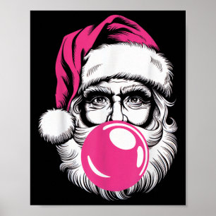 Santa Claus Blowing Bubble Gum Funny Christmas Xma Poster