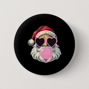 Santa Claus Blowing Bubble Gum Pink Sungles Christ 6 Cm Round Badge